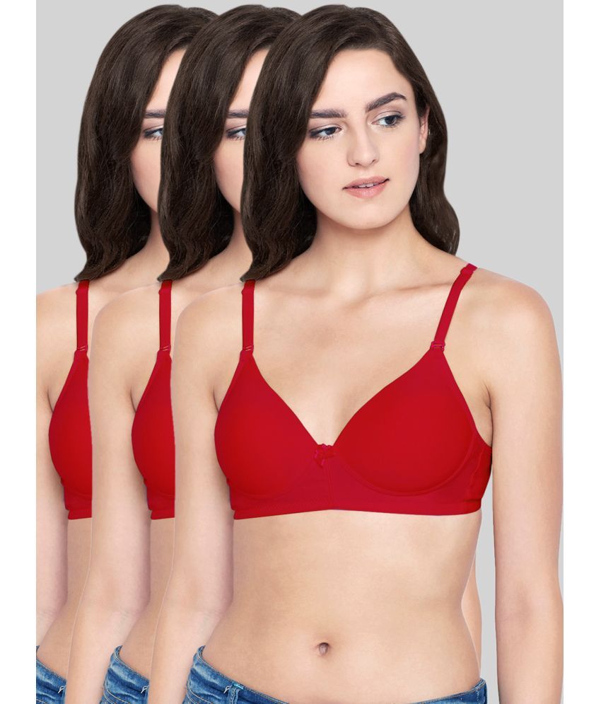     			Bodycare Red Cotton Blend Heavily Padded Women's T-Shirt Bra ( Pack of 3 )