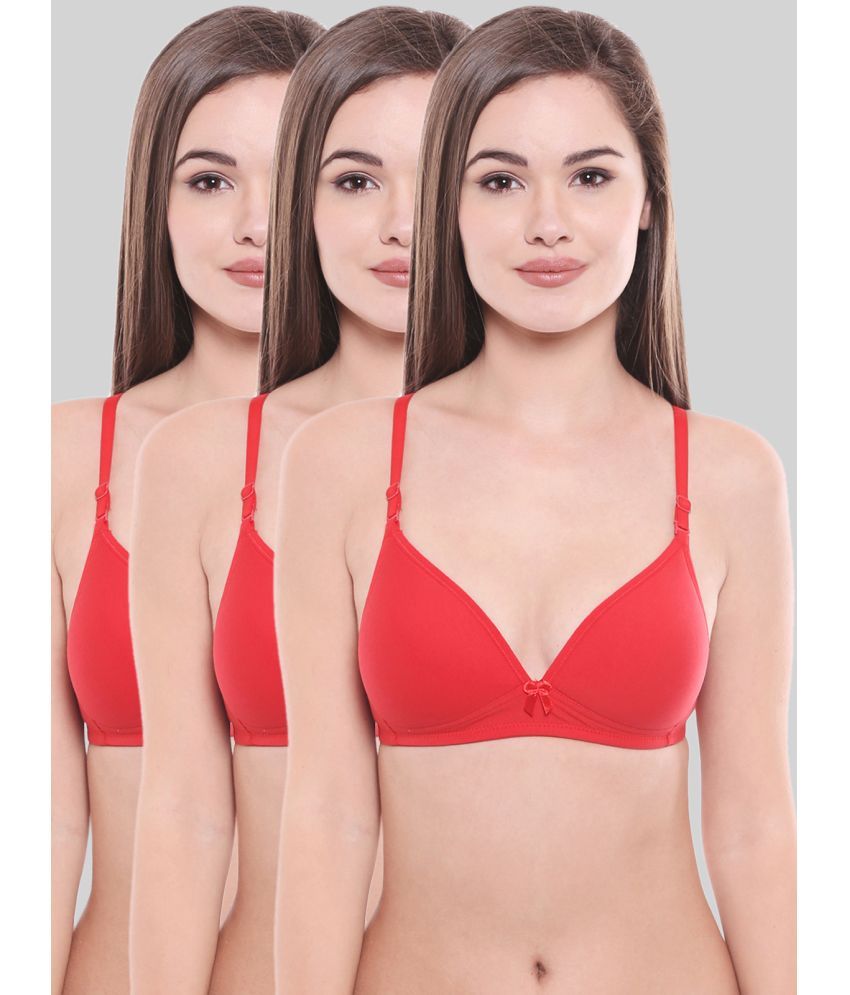     			Bodycare Red Cotton Blend Heavily Padded Women's T-Shirt Bra ( Pack of 3 )