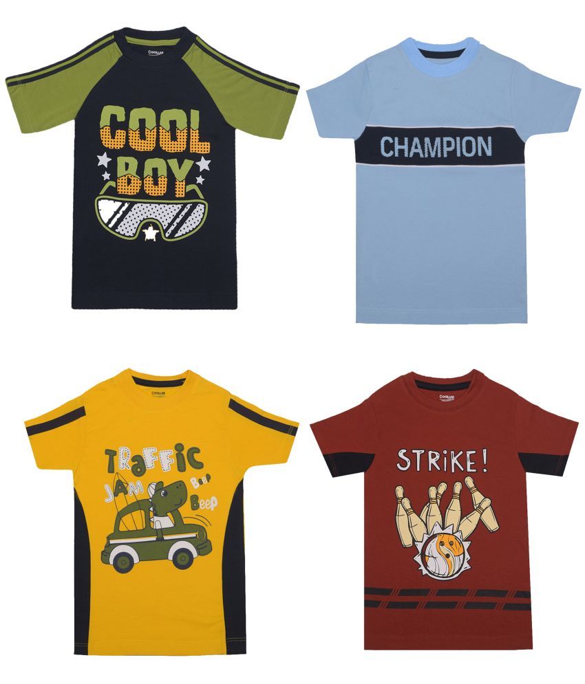     			Dollar Champion Kidswear Multicolor Cotton Boy's T-Shirt ( Pack of 4 )