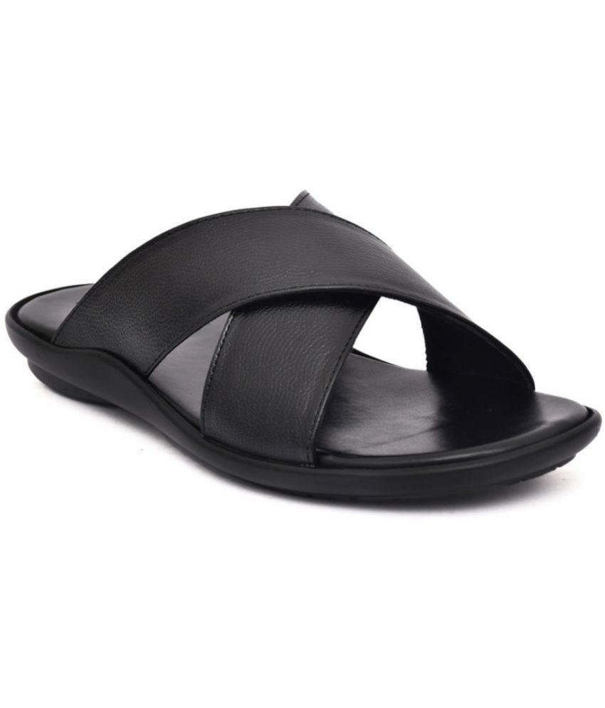     			IVRAH Black Men's Leather Slipper