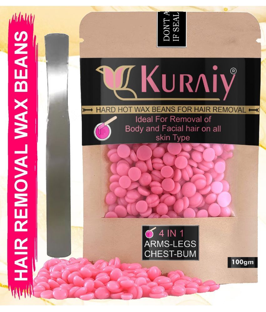     			KURAIY Hair Removal Hot Hard Body Wax Beans (100Gm) for Face, Arm, Legs, and whole Body