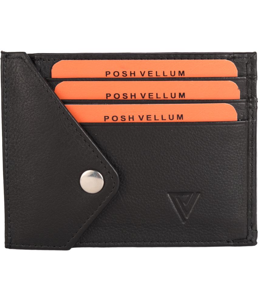     			POSH VELLUM Black 100% Leather Men's RFID Wallet ( Pack of 1 )