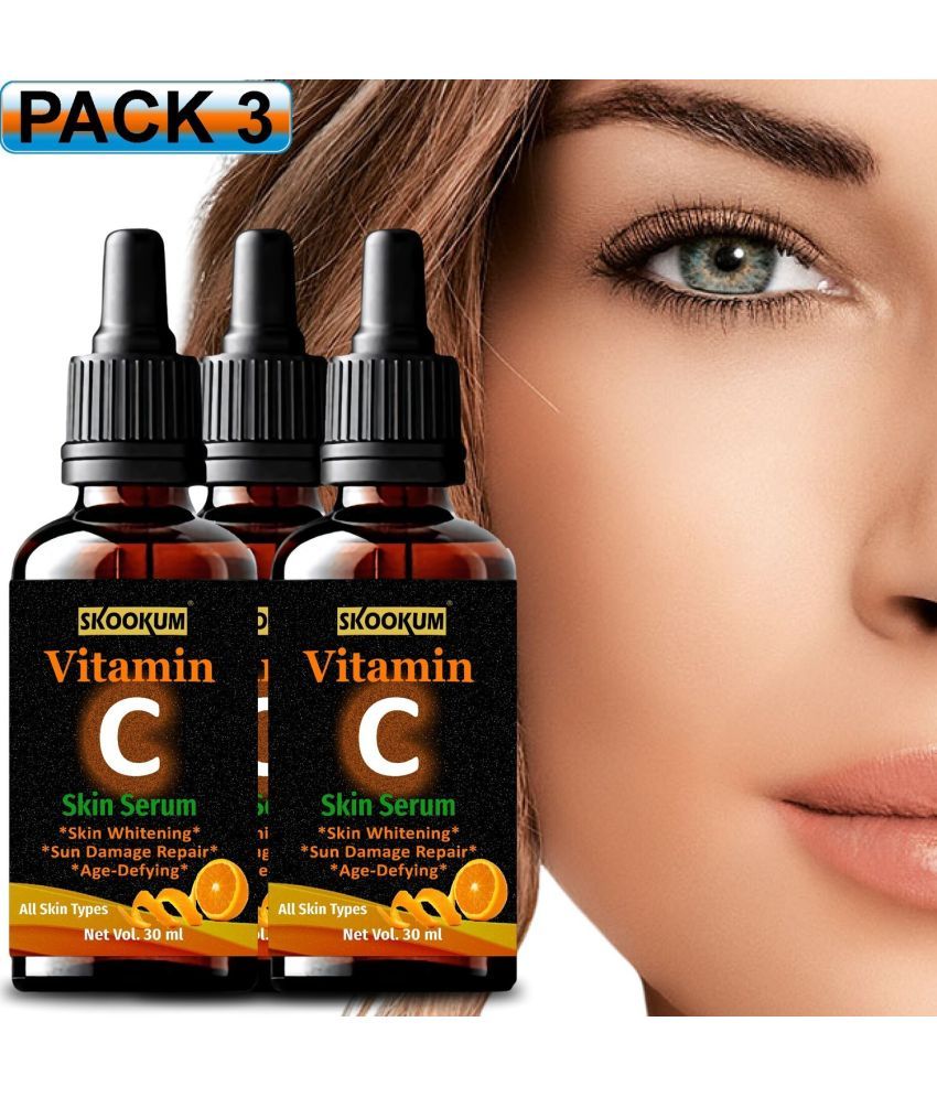     			SKOOKUM Vitamin C Face & Skin Whitening Serum, Anti-Ageing & Sun Damage Repair,30ml (Pack of 3)