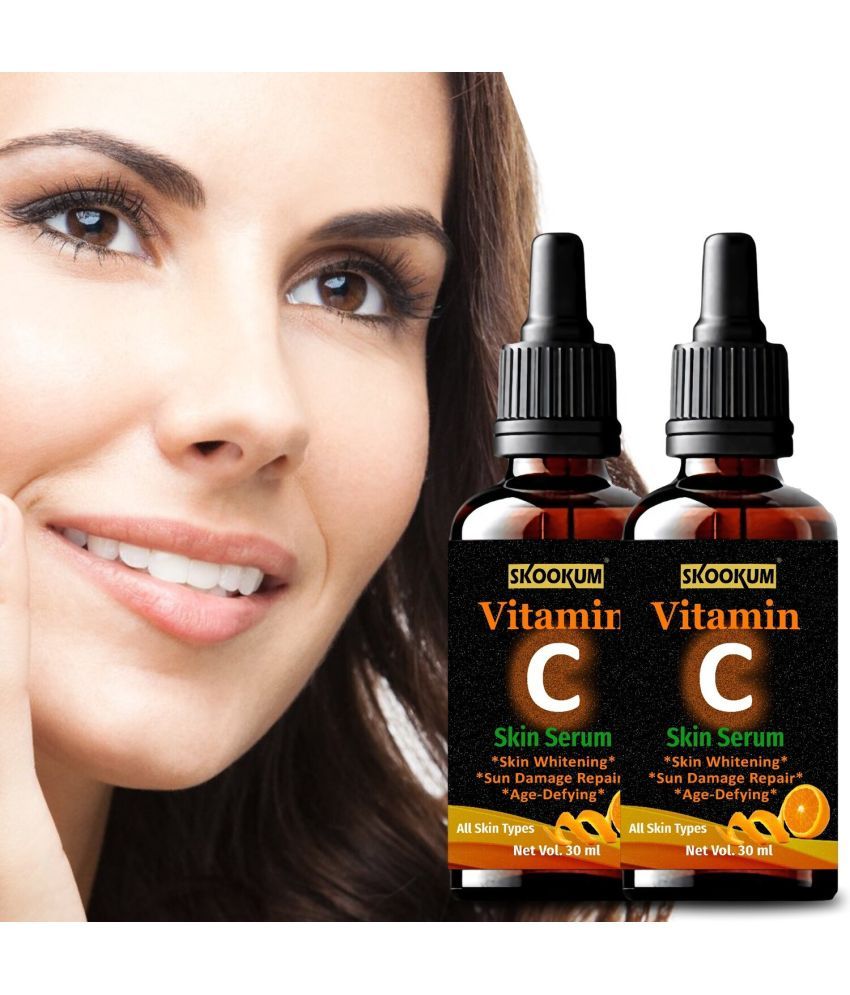     			SKOOKUM Vitamin C Face & Skin Whitening Serum, Anti-Ageing & Sun Damage Repair,30ml (Pack of 2)