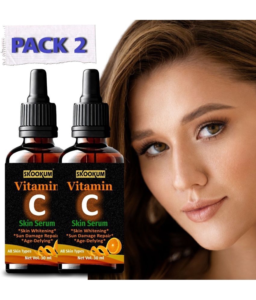     			SKOOKUM Vitamin C Face & Skin Whitening Serum, Anti-Ageing & Sun Damage Repair,30ml (Pack of 2)