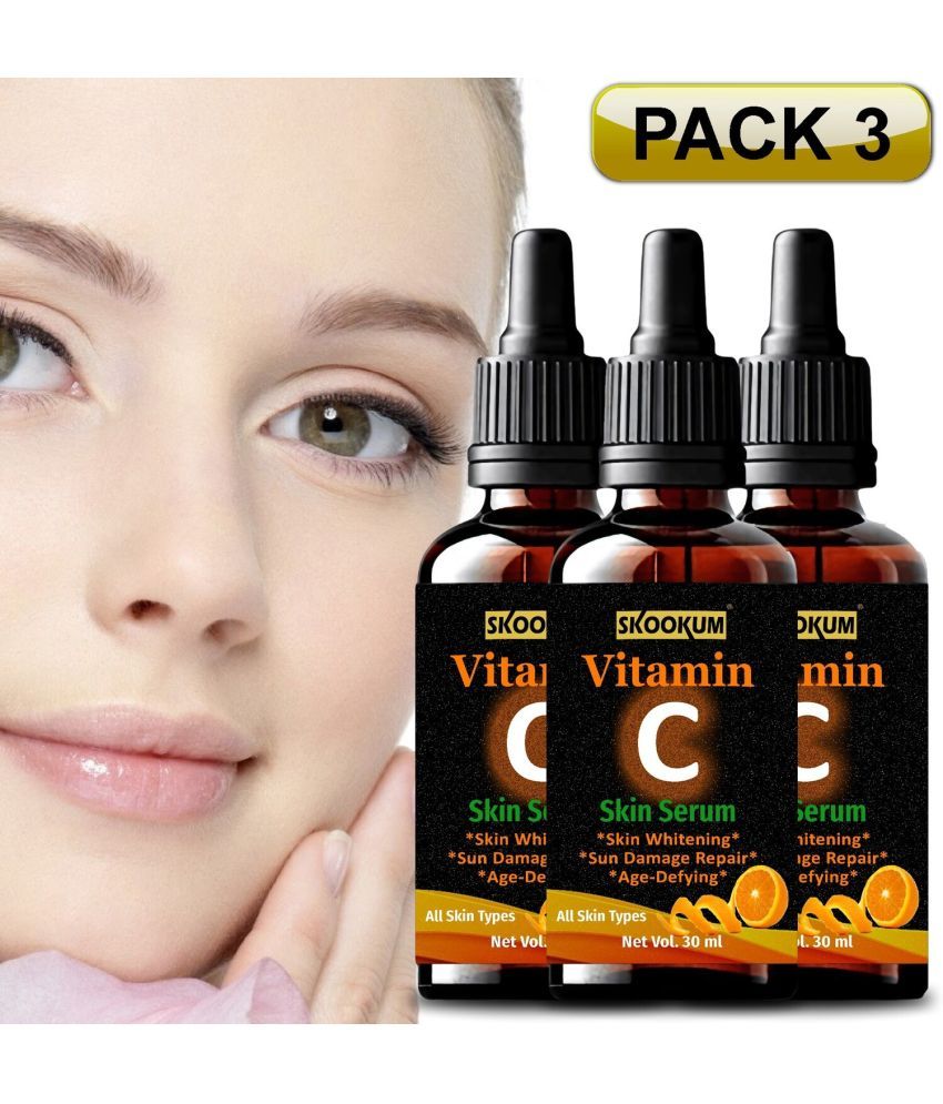     			SKOOKUM Vitamin C Face & Skin Whitening Serum, Anti-Ageing & Sun Damage Repair,30ml (Pack of 3)