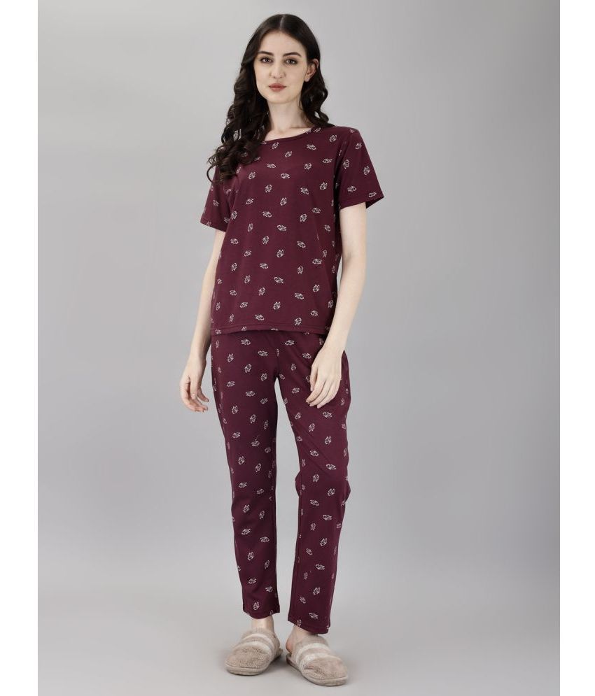     			Smarty Pants Wine Cotton Women's Nightwear Nightsuit Sets ( Pack of 1 )