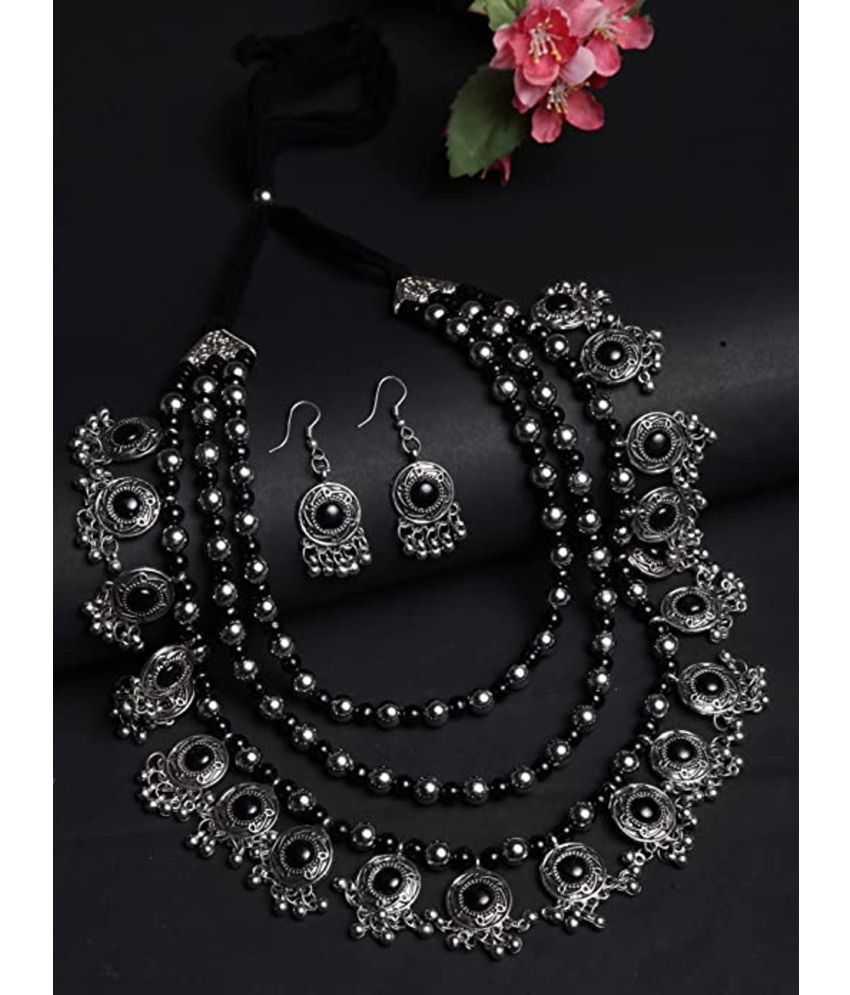     			Sunhari Jewels Black Alloy Necklace Set ( Pack of 1 )