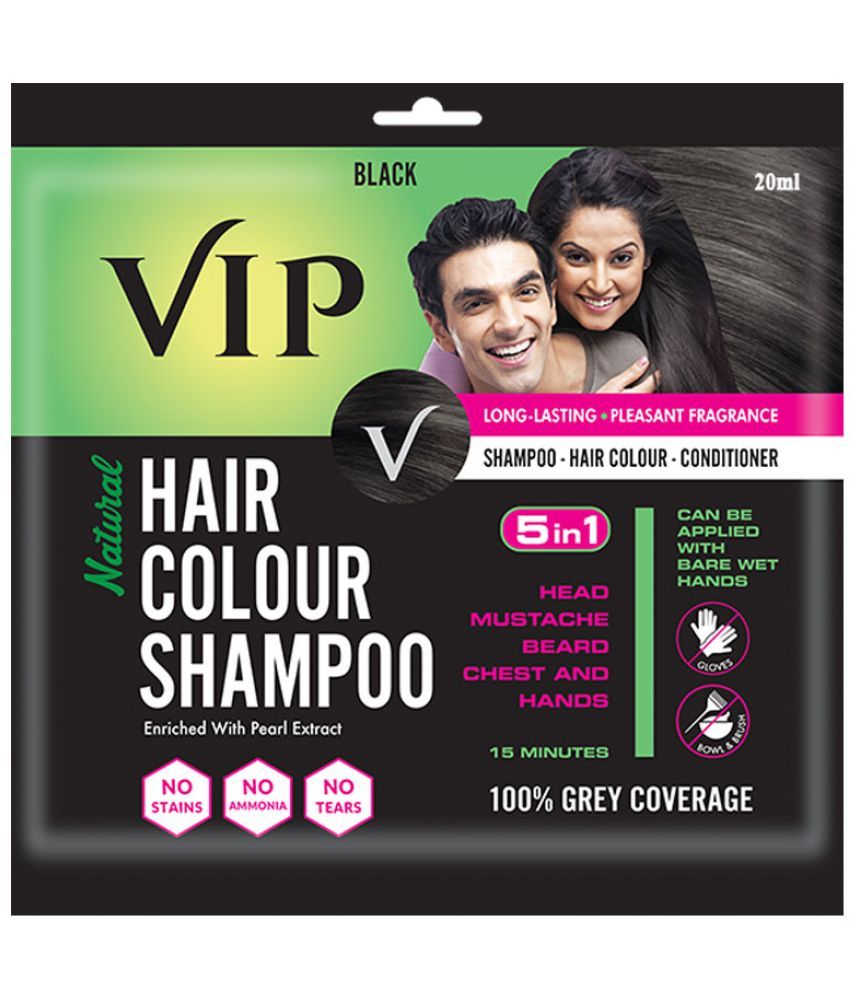     			VIP Hair Colour Shampoo Ammonia Free Permanent Hair Color 140 mL Black