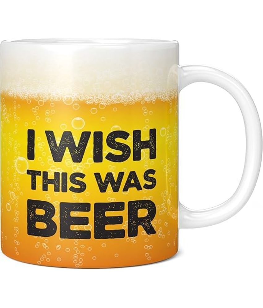     			iKraft I Wish This Was Beer Graphic Ceramic Coffee Mug 325 mL ( Pack of 1 )