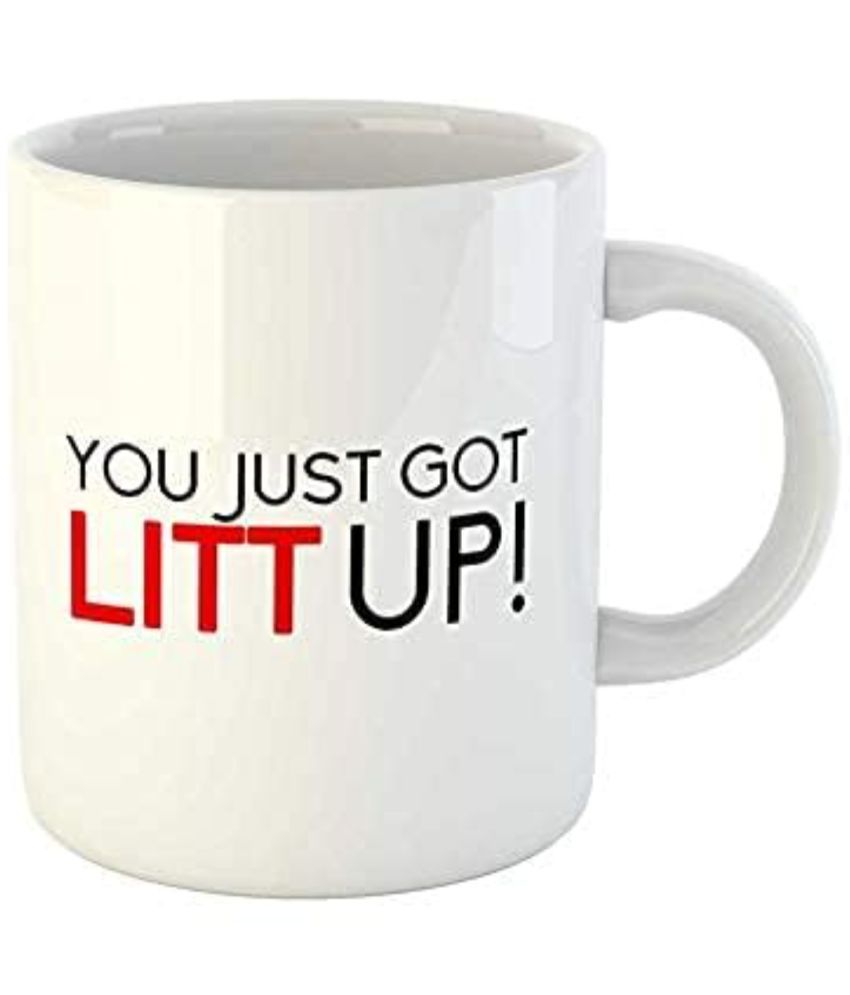     			iKraft Just Got Litt Up! Typography Ceramic Coffee Mug 325 mL ( Pack of 1 )