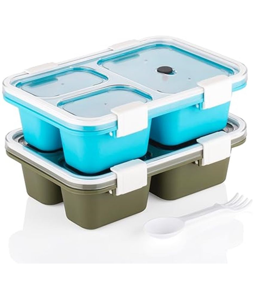     			iview kitchenware 3 Compartment School/Office Plastic Lunch Box 2 - Container ( Pack of 2 )