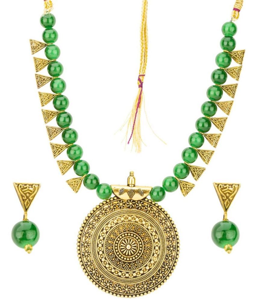     			Sunhari Jewels Green Alloy Necklace Set ( Pack of 1 )