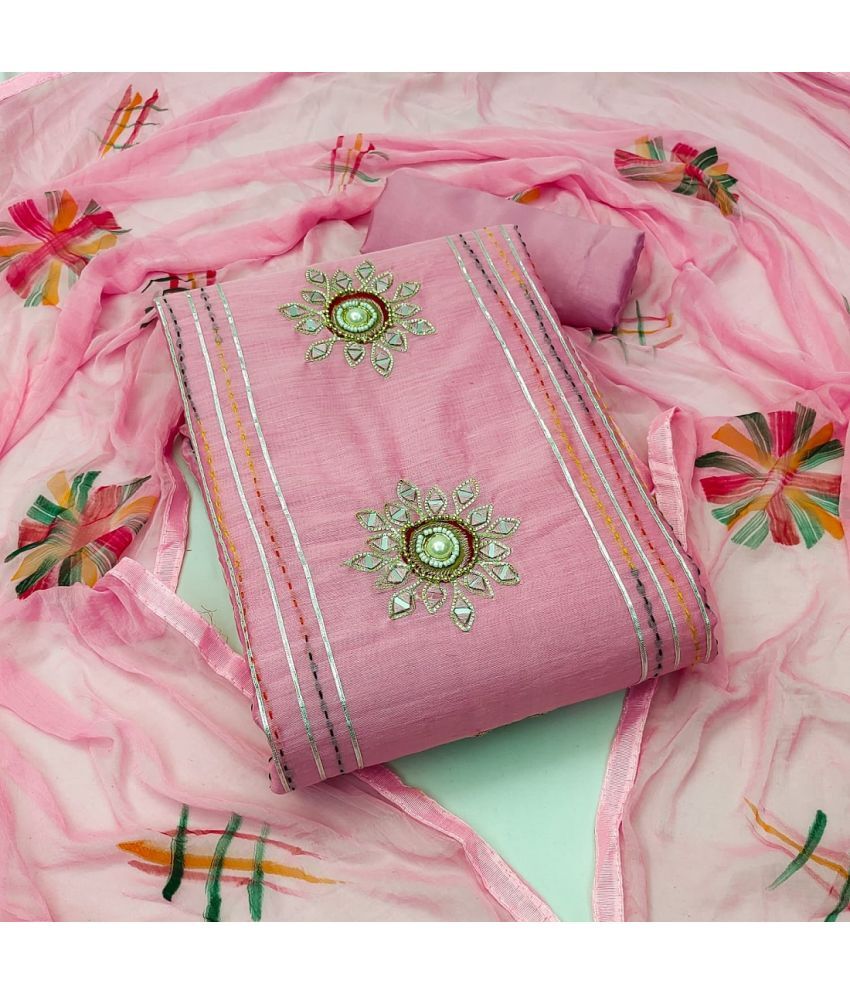     			Aika Unstitched Georgette Embellished Dress Material - Pink ( Pack of 1 )