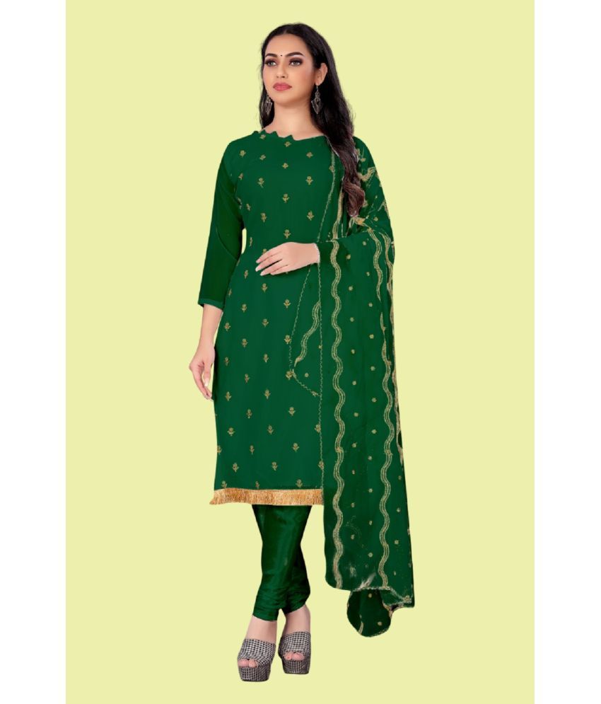     			Aika Unstitched Georgette Embroidered Dress Material - Green ( Pack of 1 )