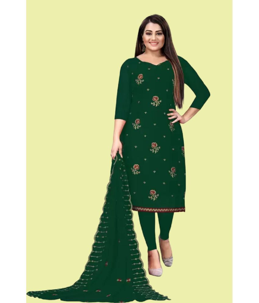     			Aika Unstitched Georgette Embroidered Dress Material - Green ( Pack of 1 )