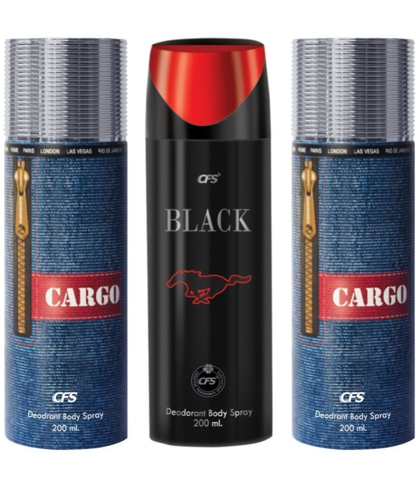     			CFS  Cargo Blue, Cargo Blue & Black Deodorant Spray for Unisex 600 ml ( Pack of 3 )