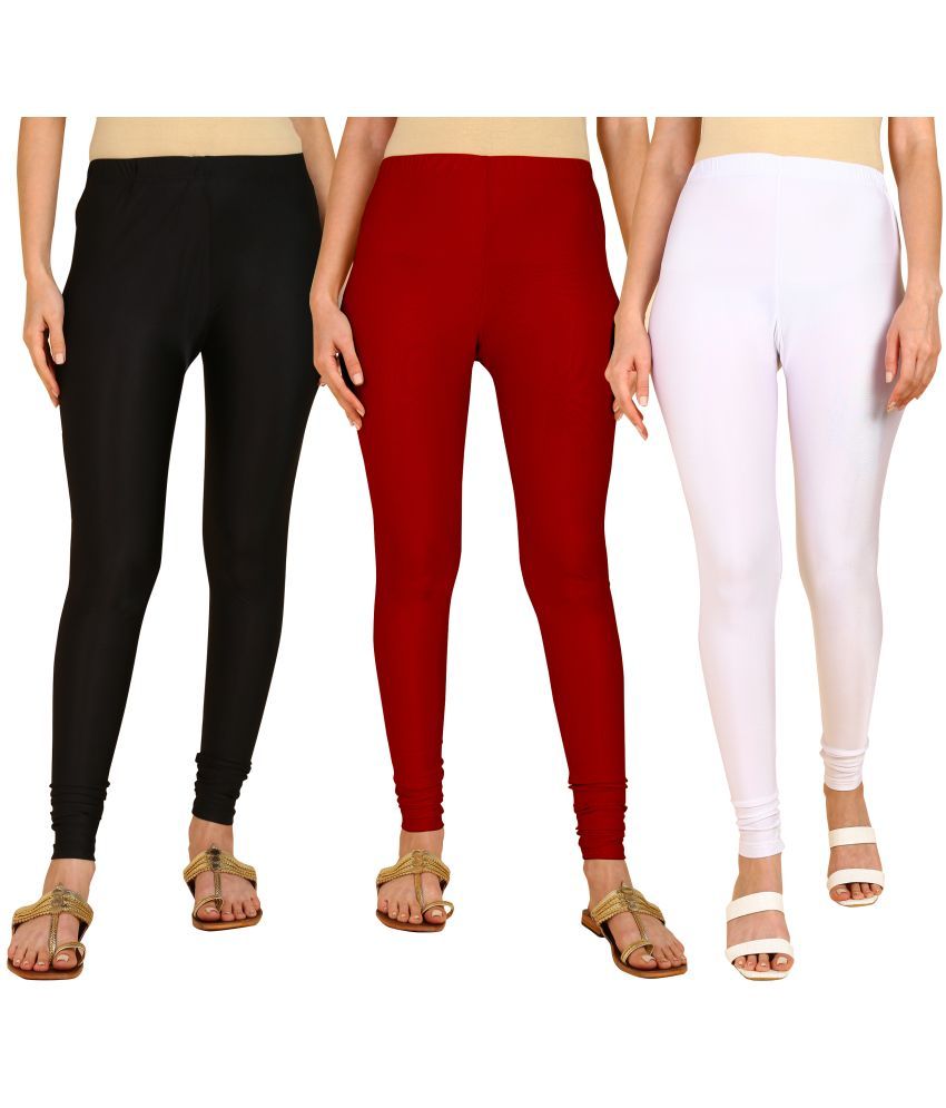     			Colorscube - Black,White,Maroon Lycra Women's Leggings ( Pack of 3 )