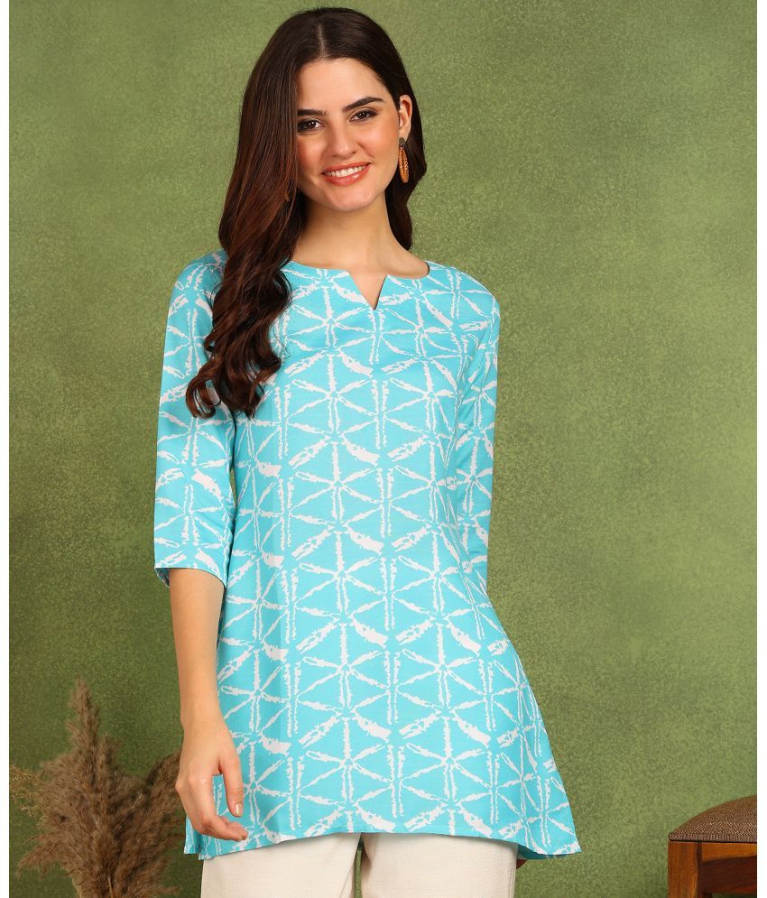     			DSK STUDIO Viscose Printed Straight Women's Kurti - Turquoise ( Pack of 1 )