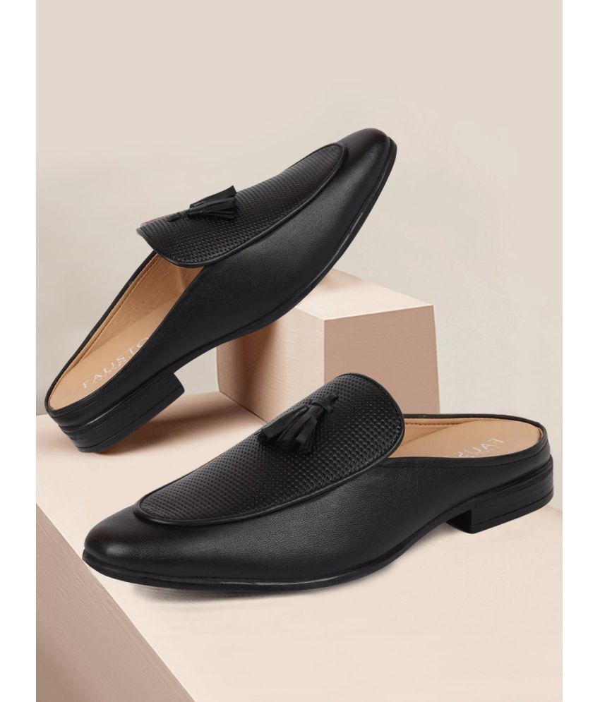     			Fausto Black Men's Mules Shoes