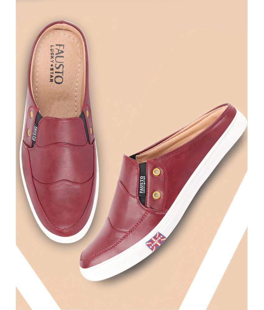     			Fausto Maroon Men's Mules Shoes