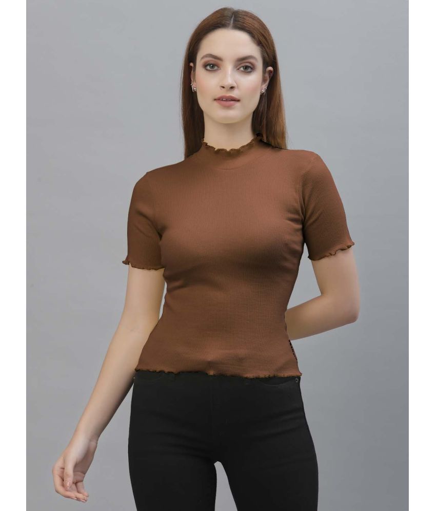     			Friskers Brown Cotton Women's Regular Top ( Pack of 1 )