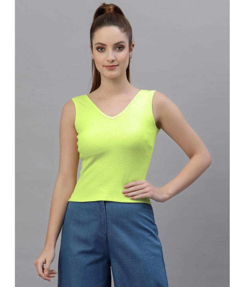     			Friskers Fluorescent Green Cotton Women's Regular Top ( Pack of 1 )