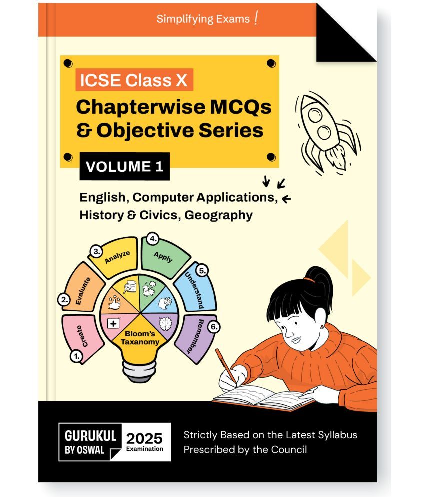     			Gurukul By Oswal Chapterwise MCQs & Objective Series Vol I for ICSE 10 Exam 2025 -  Includes English, History & Civics, Geography, Computer Applicatio