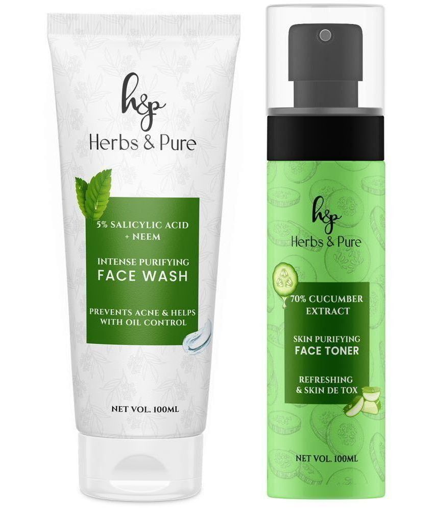     			Herbs and Pure Daily Skincare Combo - Intense Purifying Face Wash and Cucumber Face Toner (200 ML)