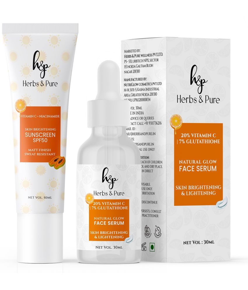     			Herbs and Pure Daily Skincare Combo - Skin Brightening Vitamin C Sunscreen and Face Serum (80 ML)