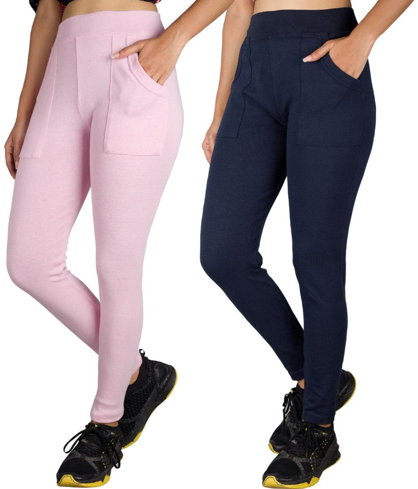     			KARARO JEGGINGS - Cotton Blend Skinny Fit Pink Women's Jeggings ( Pack of 2 )