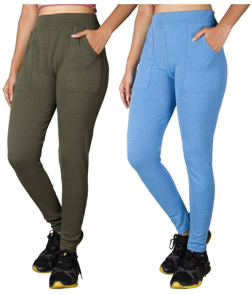     			KARARO JEGGINGS - Cotton Blend Skinny Fit Olive Women's Jeggings ( Pack of 2 )