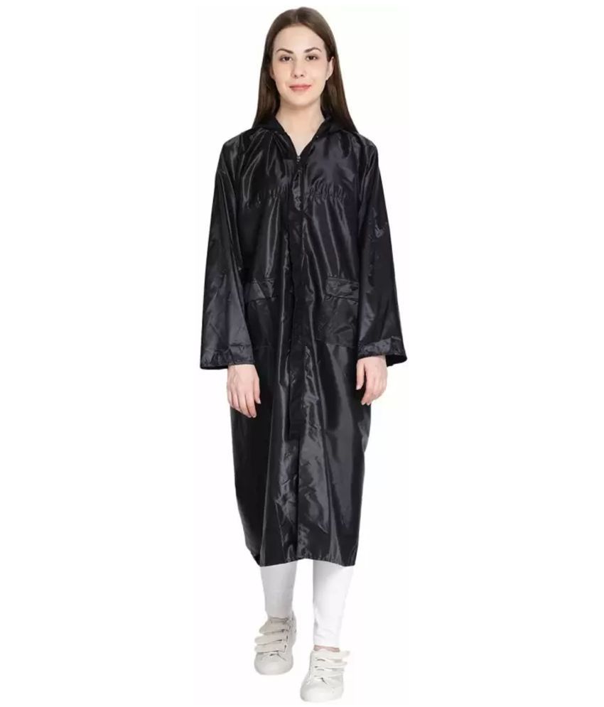     			PARYAG HOSIERY Polyester Long Raincoat - Black