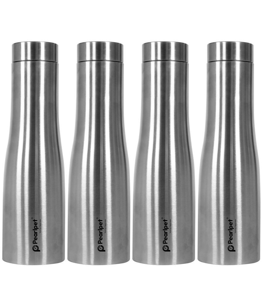     			PearlPet F40-4pcs Silver Steel Water Bottle 1000 mL ( Set of 4 )