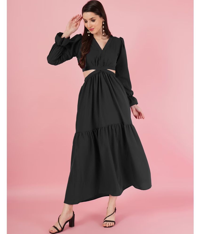     			RAIYANI FASHION Polyester Solid Full Length Women's Cut Out Dress - Black ( Pack of 1 )