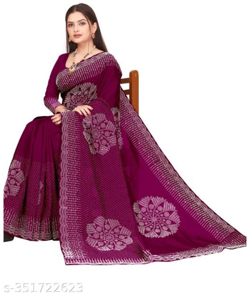     			Shivadit ethnic Chiffon Cut Outs Saree With Blouse Piece - Purple ( Pack of 1 )