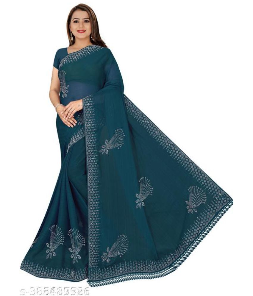     			Shivadit ethnic Chiffon Embroidered Saree With Blouse Piece - Mint Green ( Pack of 1 )