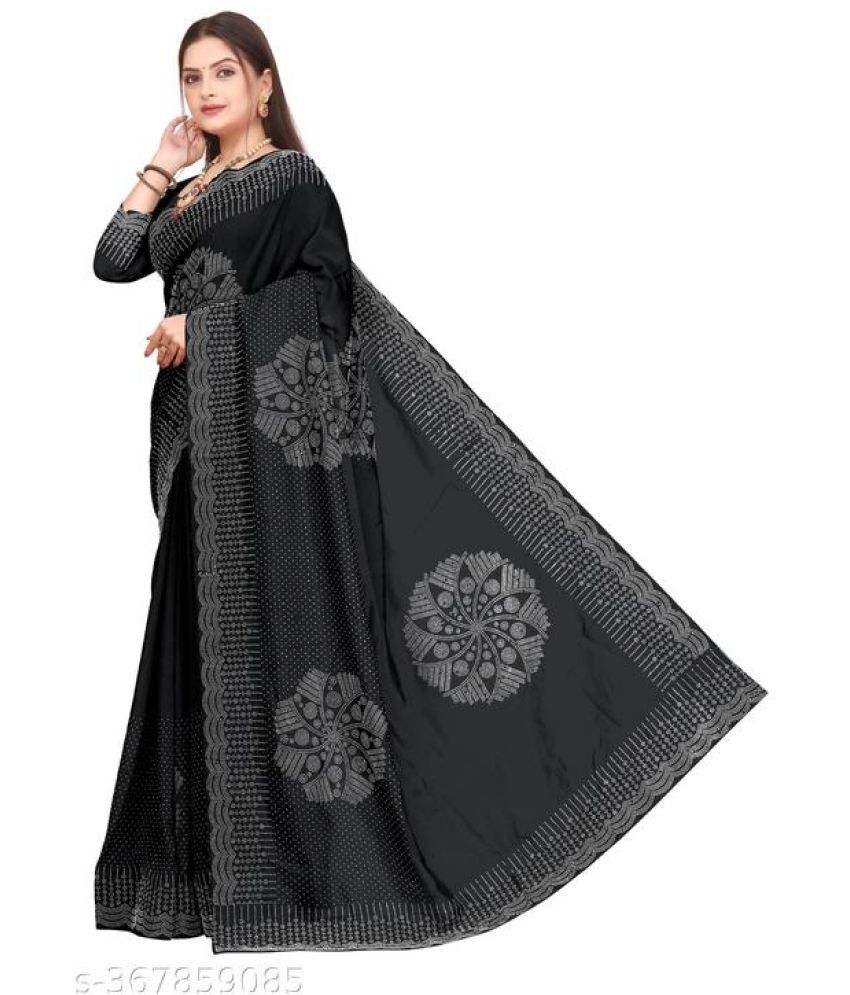     			Shivadit ethnic Georgette Embellished Saree With Blouse Piece - Black ( Pack of 1 )