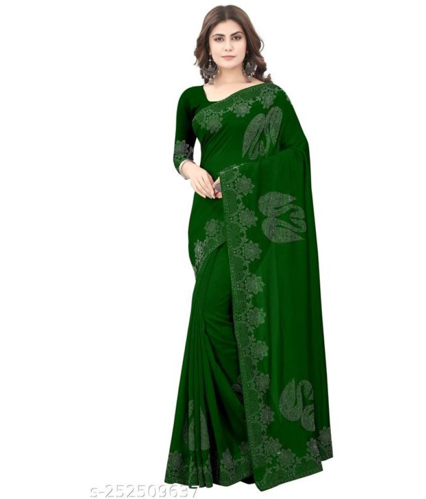     			Shivadit ethnic Georgette Embroidered Saree With Blouse Piece - Green ( Pack of 1 )