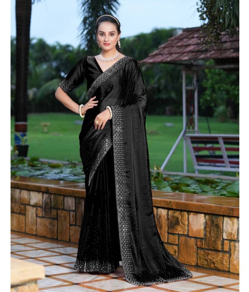     			Shivadit ethnic Georgette Self Design Saree With Blouse Piece - Black ( Pack of 1 )