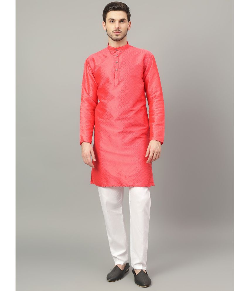     			Yugnik Pink Rayon Regular Fit Men's Kurta Pyjama Set ( Pack of 1 )