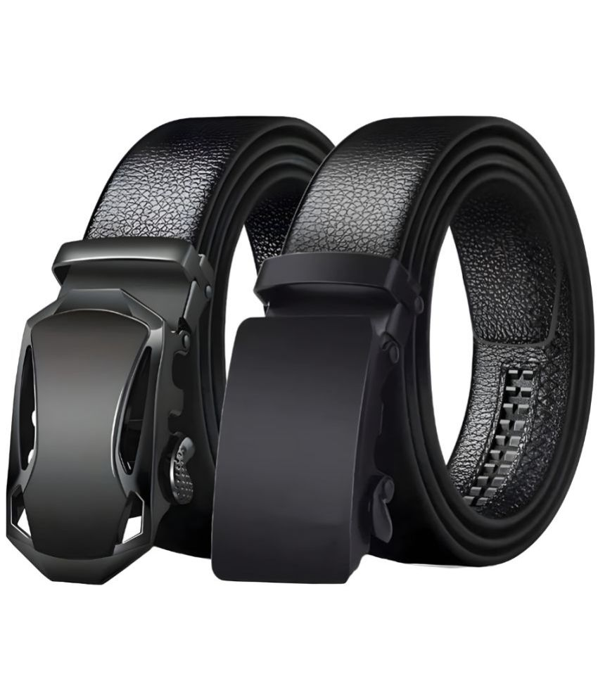     			banistrokes - Black Leather Men's Casual Belt ( Pack of 2 )