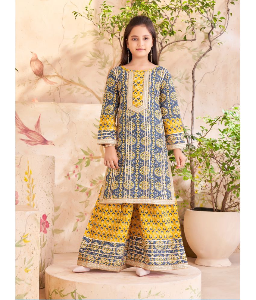     			Aarika Girls Cotton Kurta and Sharara Set ( Pack of 1 , Blue )