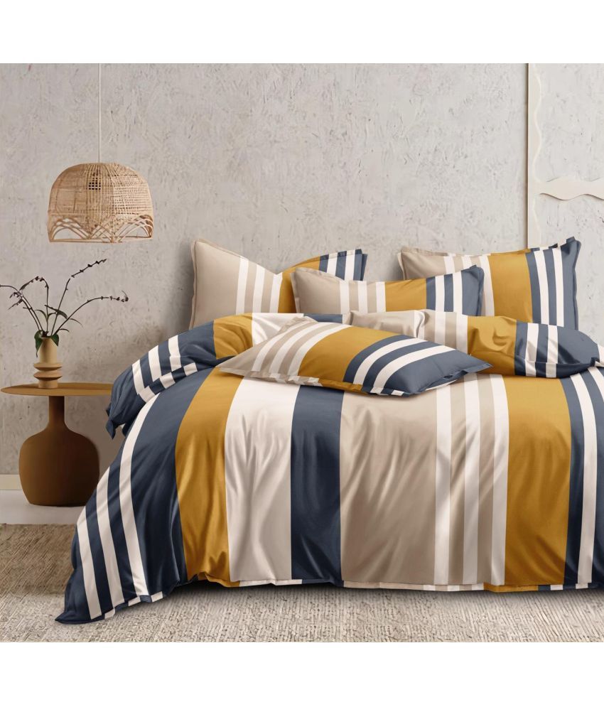     			HOME DELIGHT Glace Cotton Vertical Striped 1 Double King Size Bedsheet with 2 Pillow Covers - Multicolor