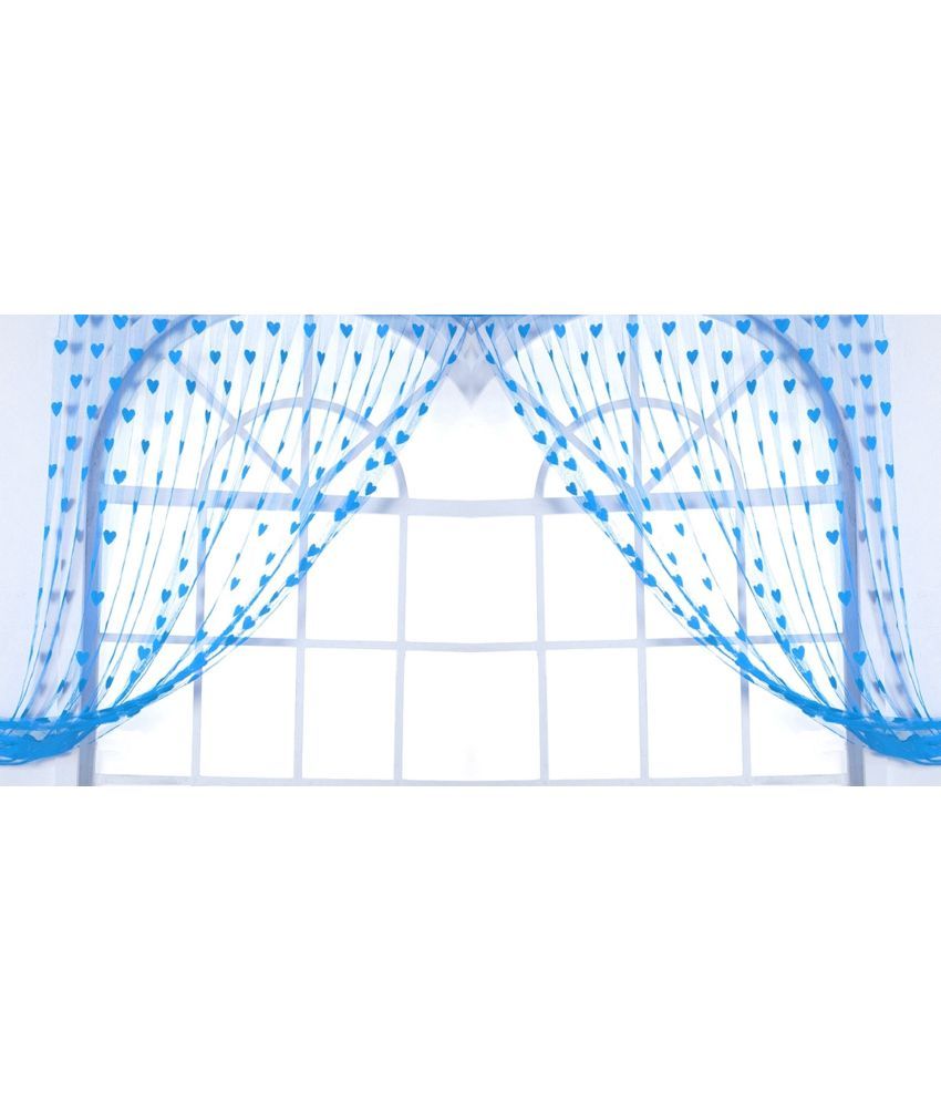     			Handloomwala Abstract Transparent Rod Pocket Curtain 6.5 ft ( Pack of 2 ) - Blue