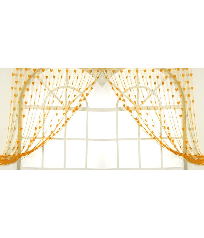     			Handloomwala Abstract Transparent Rod Pocket Curtain 6.5 ft ( Pack of 2 ) - Orange