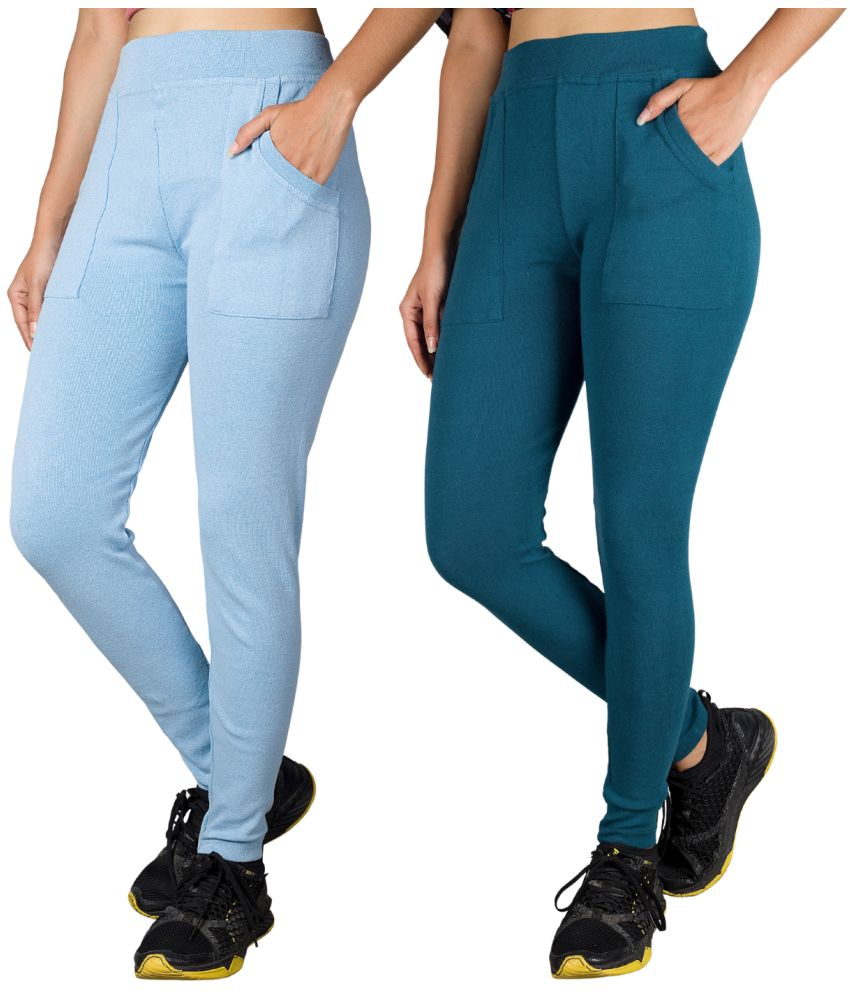     			KARARO JEGGINGS - Cotton Blend Skinny Fit Blue Women's Jeggings ( Pack of 2 )