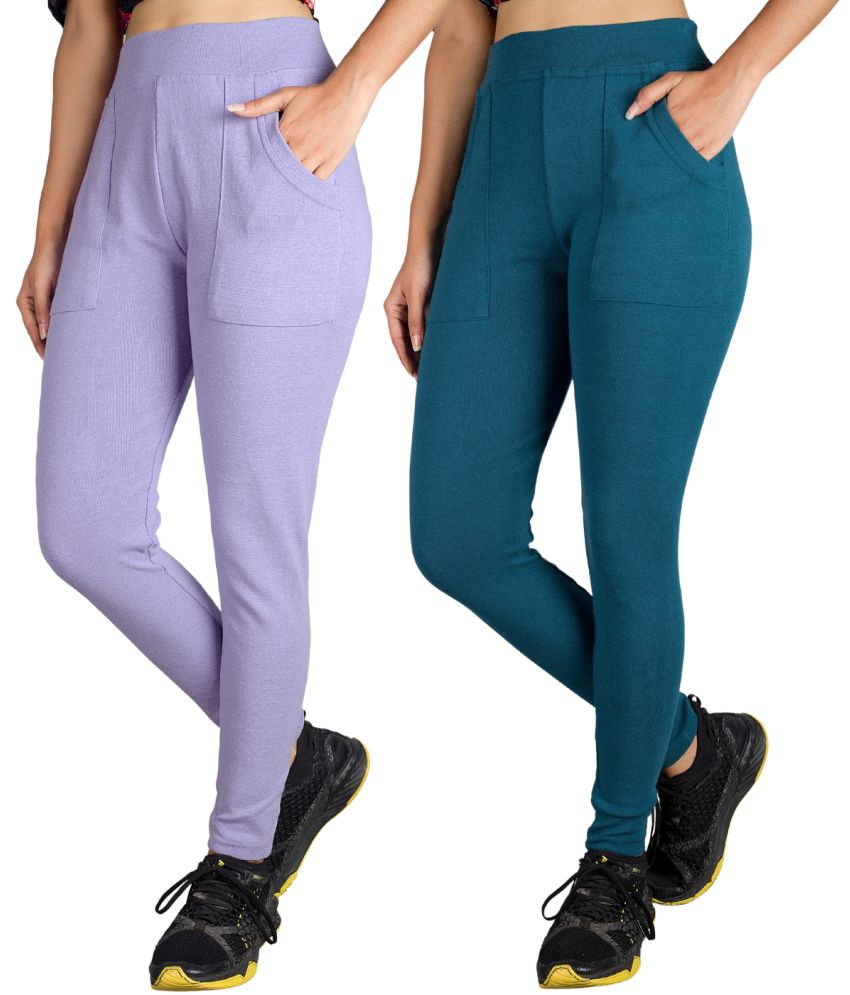     			KARARO JEGGINGS - Cotton Blend Skinny Fit Lavender Women's Jeggings ( Pack of 2 )