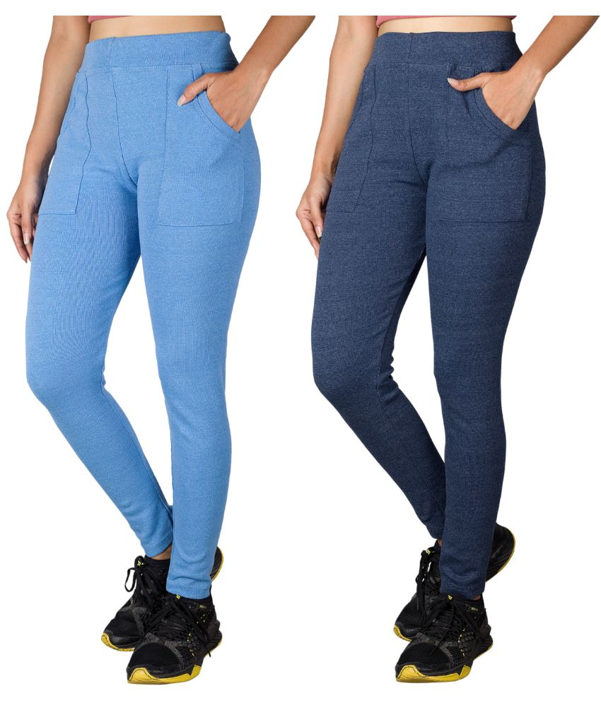     			KARARO JEGGINGS - Cotton Blend Skinny Fit Blue Women's Jeggings ( Pack of 2 )