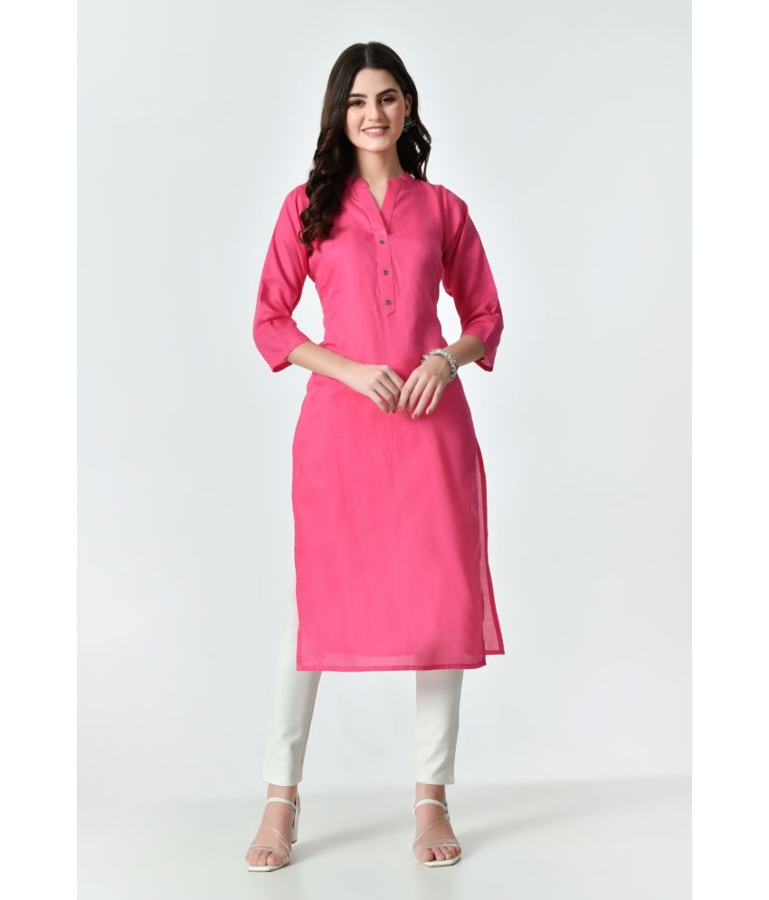     			MAURYA Cotton Blend Solid Straight Women's Kurti - Pink ( Pack of 1 )